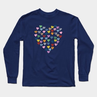 Distressed Hearts Heart Navy Long Sleeve T-Shirt